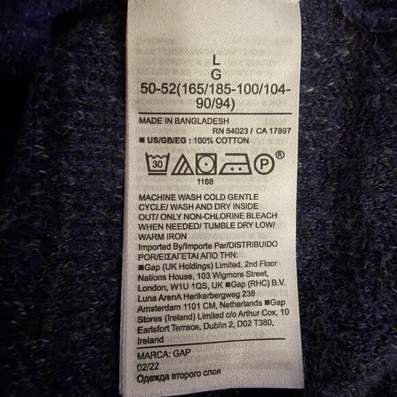 GAP Sweater Mens Medium Blue Cotton Slub Crewneck Raglan Pullover Knit 2022 - Picture 7 of 8